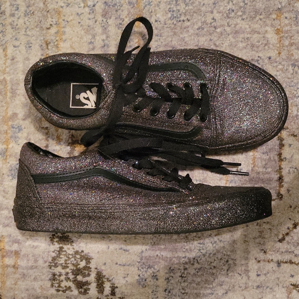 Black & Glitter Vans Sneakers Women 6.5/Men 5